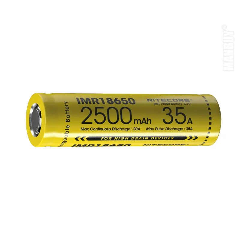 Аккумуляторная батарея NITECORE IMR18650 2500 мАч 35A 3 7 В литий ионная защита высокопрочные