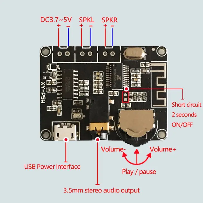 5 Вт + PAM8406 Bluetooth 0 DC3.7-5V стерео модуль усилителя мощности звука XY-P5W для Arduino diy kit |