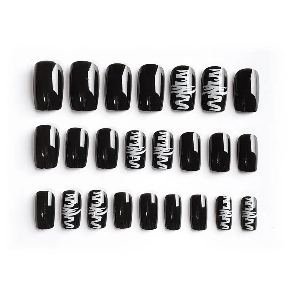 

24Pcs 3D Nail Sticker Non-drop Exquisite ABS Black Nail Decals for Lady накладные ногти