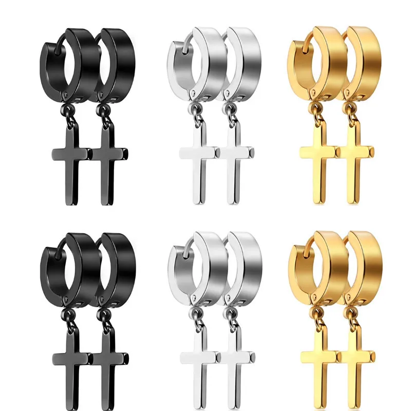 

Stainless Steel Cross Drop Earrings For Men Women Teens Hip Hop Punk Trendy Style Cross Dangle Earrings Fashion Jewelry Gifts