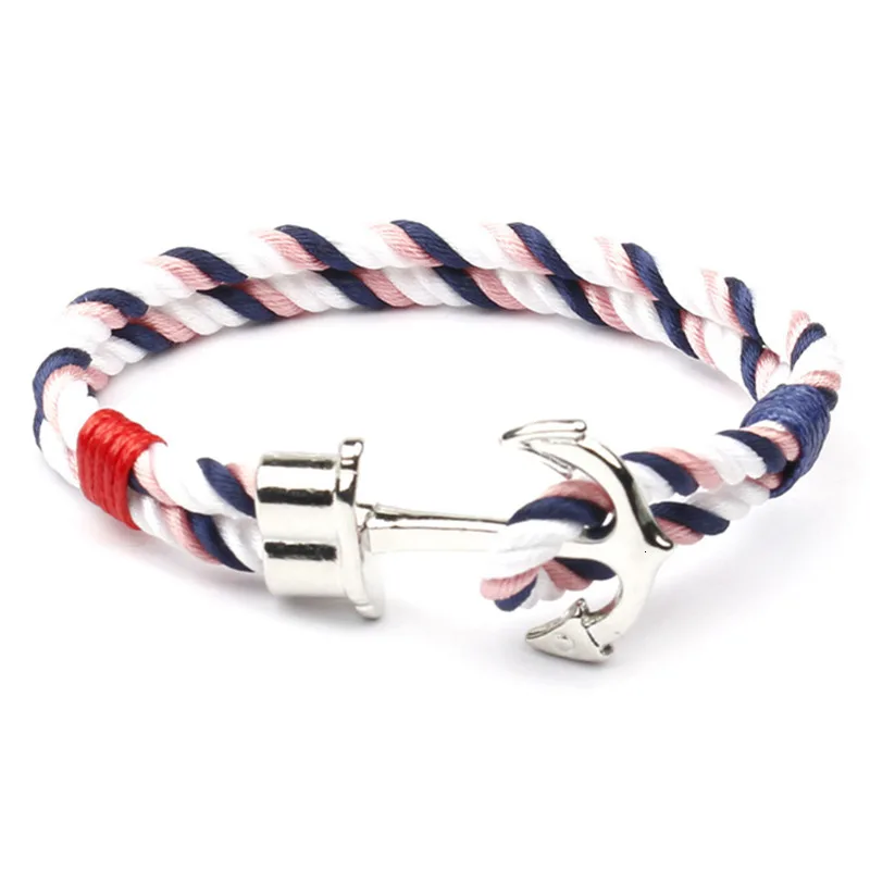 Fashion Men Bracelets Braided Wristband Nylon Bracelet Gifts Silvers Alloy Hook Anchor Rope Bangle Jewelry 2019 New pulseras | Украшения и