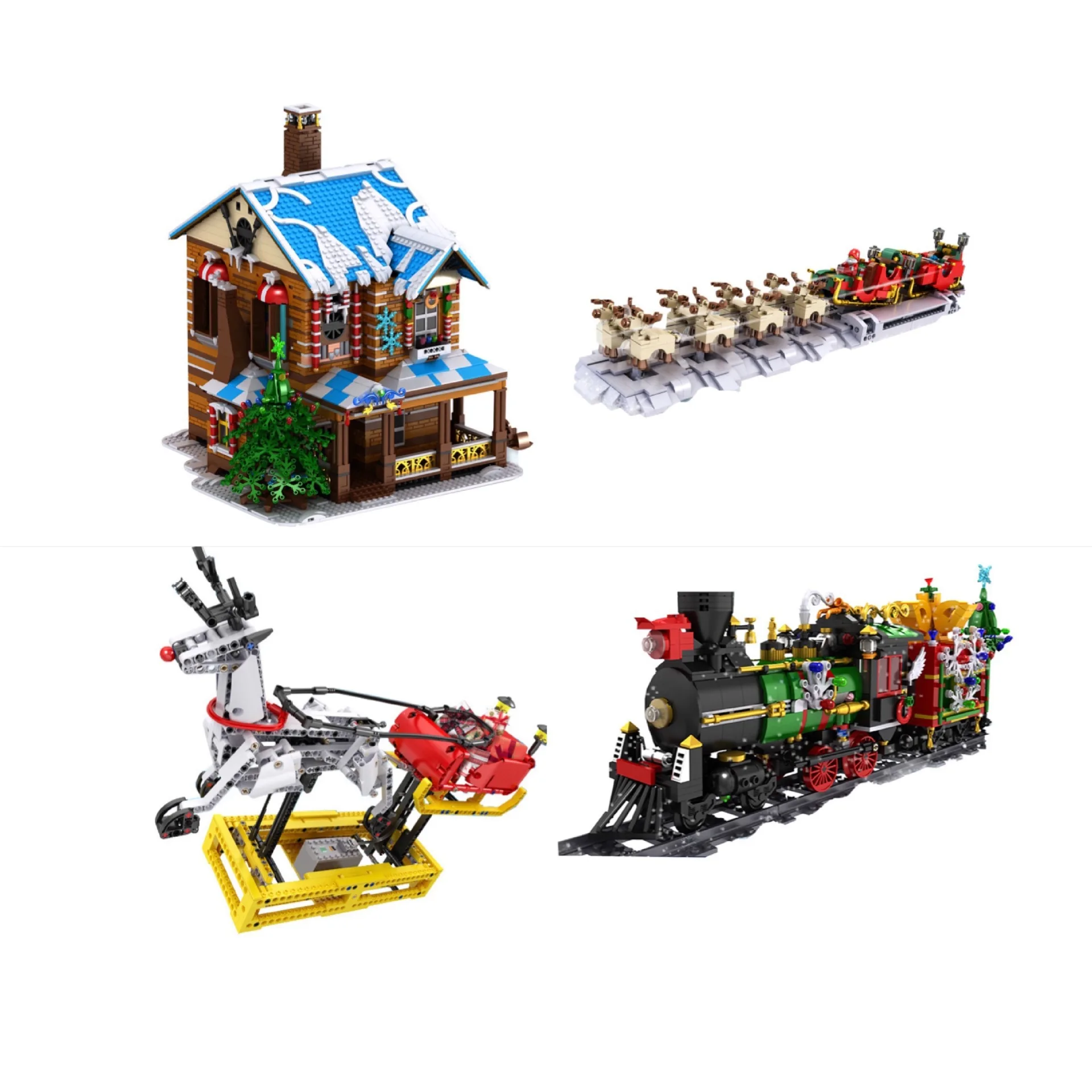 

Mould King 16011 Christmas Series Electric RC Train Set Winter House Model Santa Sleigh Toys Children Creative Brithday Gift