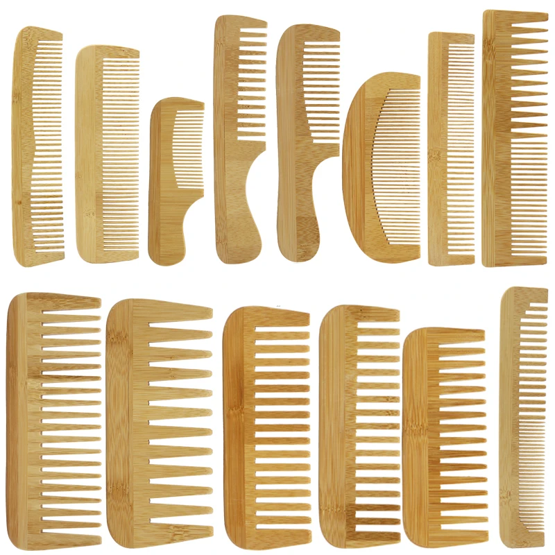 Оптовая продажа экологически чистых гребней для волос из бамбукового дерева с