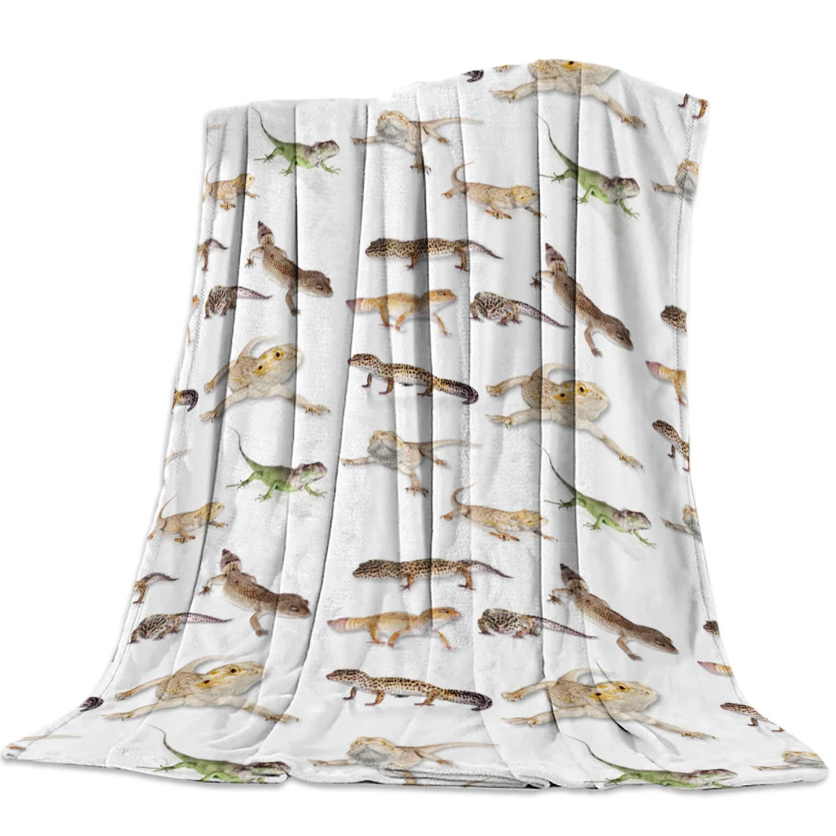 

Lizard Reptile Flannel Blanket Portable Soft Throw Blanket Warm Microfiber Blankets for Beds
