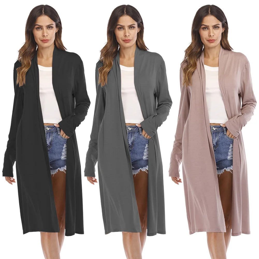 

2021 autumn and winter mid-length cardigan long-sleeved loose large size jacket women's top