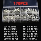 17010060 шт. в ассортименте, голая обжимная Клемма SC, зажимные кольца, электрический провод, соединяемые медные наконечники, набор клемм для сращивания кабеля