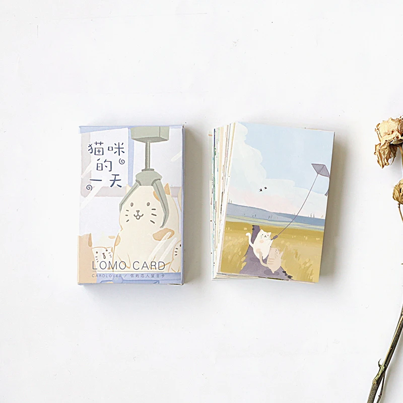 28 шт./кор. милые кошачьи карты красивые креативные маленькие lomo с мультяшными