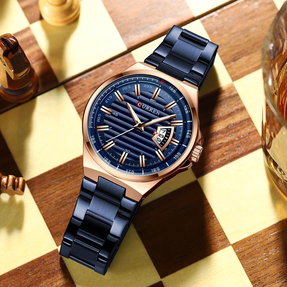 

CURREN Brand Men Watches Luxury business Quartz wristwatches Fashion Men's Stainless Steel Band Auto Date clock Relojes