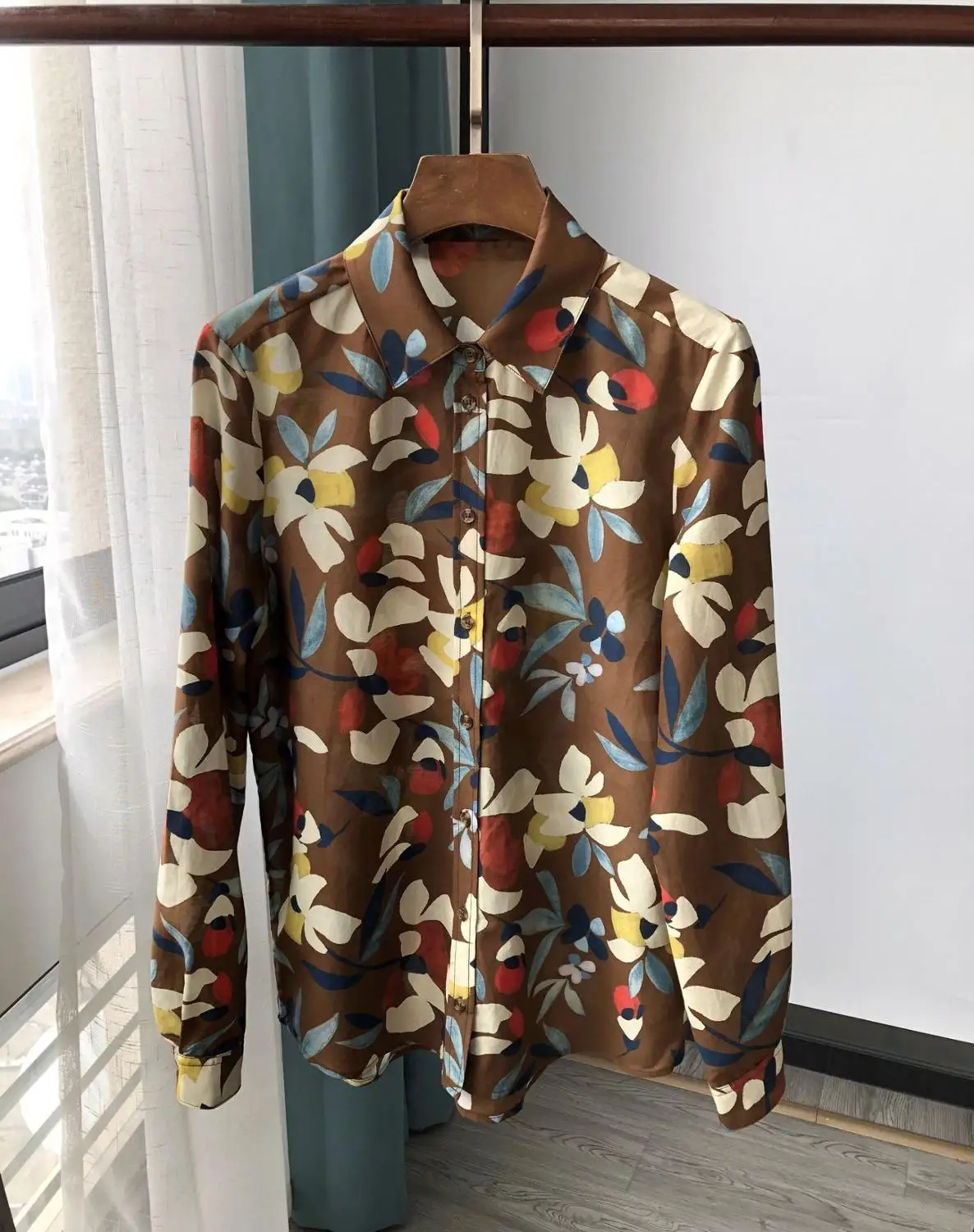 Женская рубашка на пуговицах Повседневная Блузка с отложным воротником и