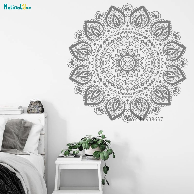 Виниловые наклейки на стену с мандалой-Йога Студия богемный стиль спальня