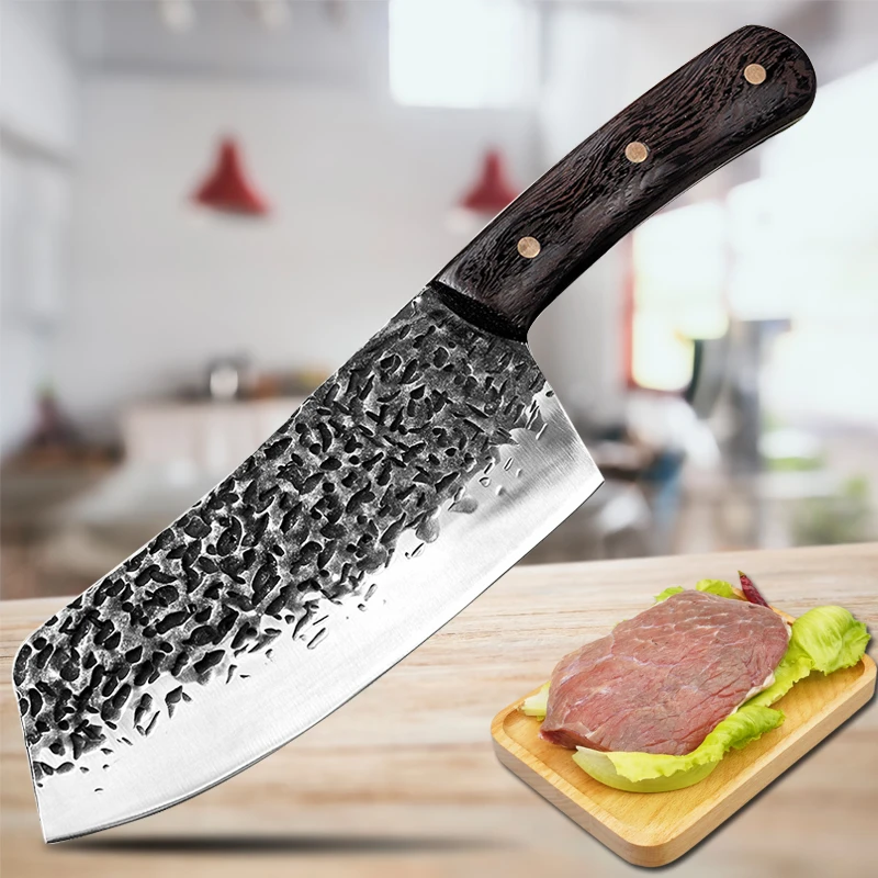 

Китайский шеф-нож, кованый нож для нарезки мяса, искусственный нож из нержавеющей стали для рыбы, фруктов, овощей, мясника, нож мясника, мясни...