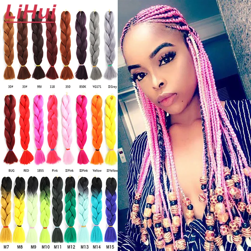 LIHUI синтетические волосы для плетения крючком удлинители волос 24 дюйма длинные