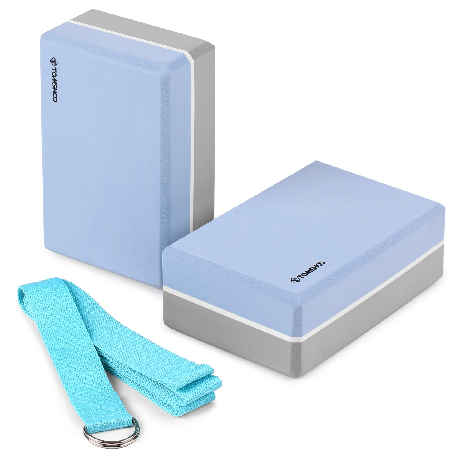 

TOMSHOO 2 упаковки блоки для йоги с ремешком для йоги EVA пены упражнения блоки для пилатеса набор для растягивания гибкость выравнивания