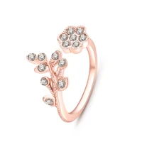 hot fashion adjustable rings gold color wishful flower leaves and branches finger rings for women jewelry wedding