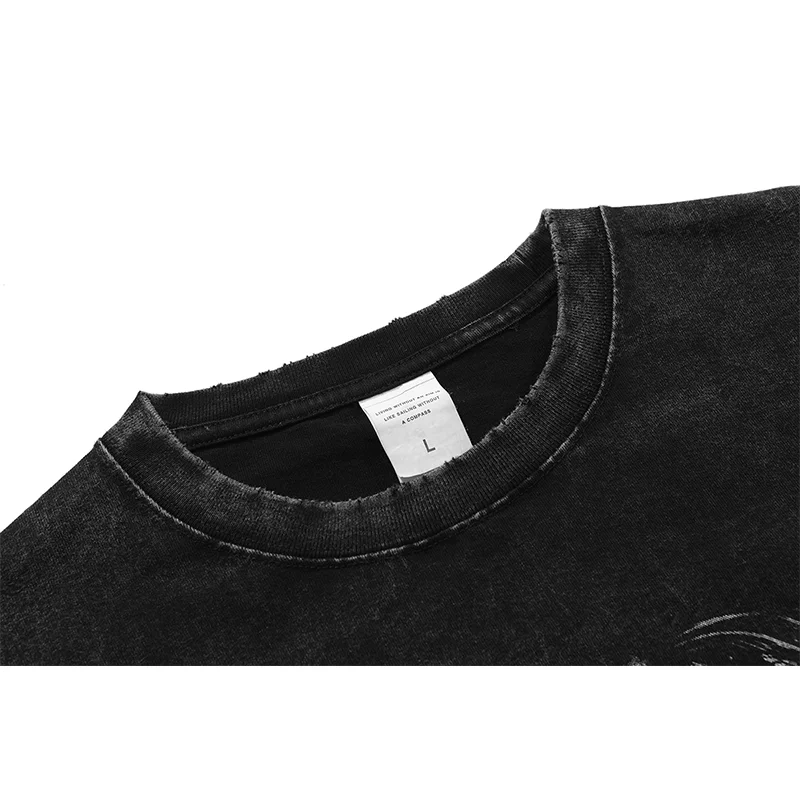 

Harajuku T-shirt Men Streetwear Cartoon T-shirt Oversized Retro Tshirt 2021 Summer Cotton Top Black Round Neck Short Sleeve Tee