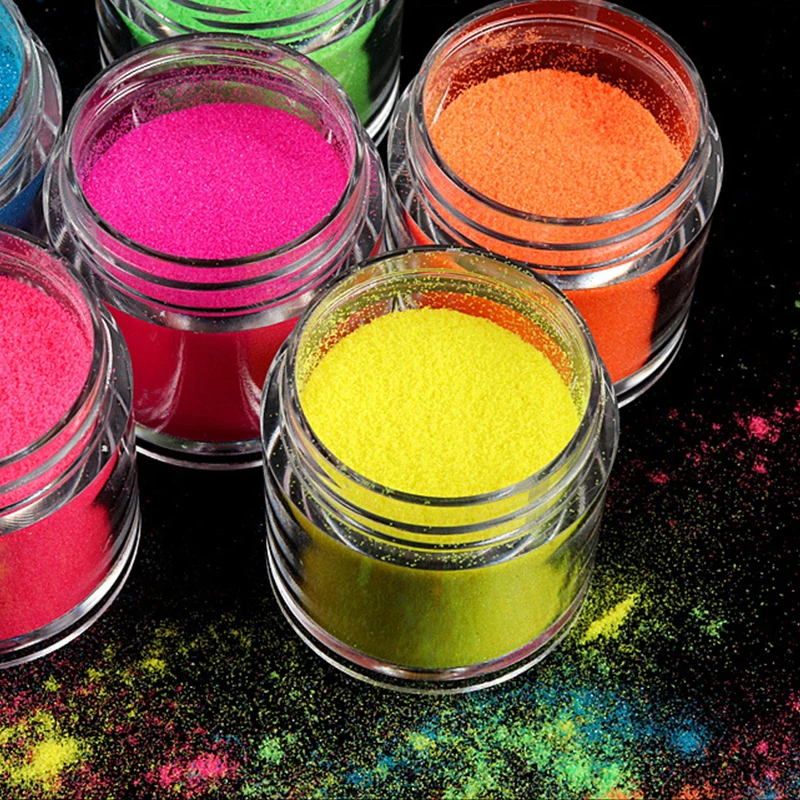 

Neon Fluorescence Pigment Powder Set Fluorescent Nail Glitter Eye Powder Manicure Nail Art Dust For Nail Art Decoration Design
