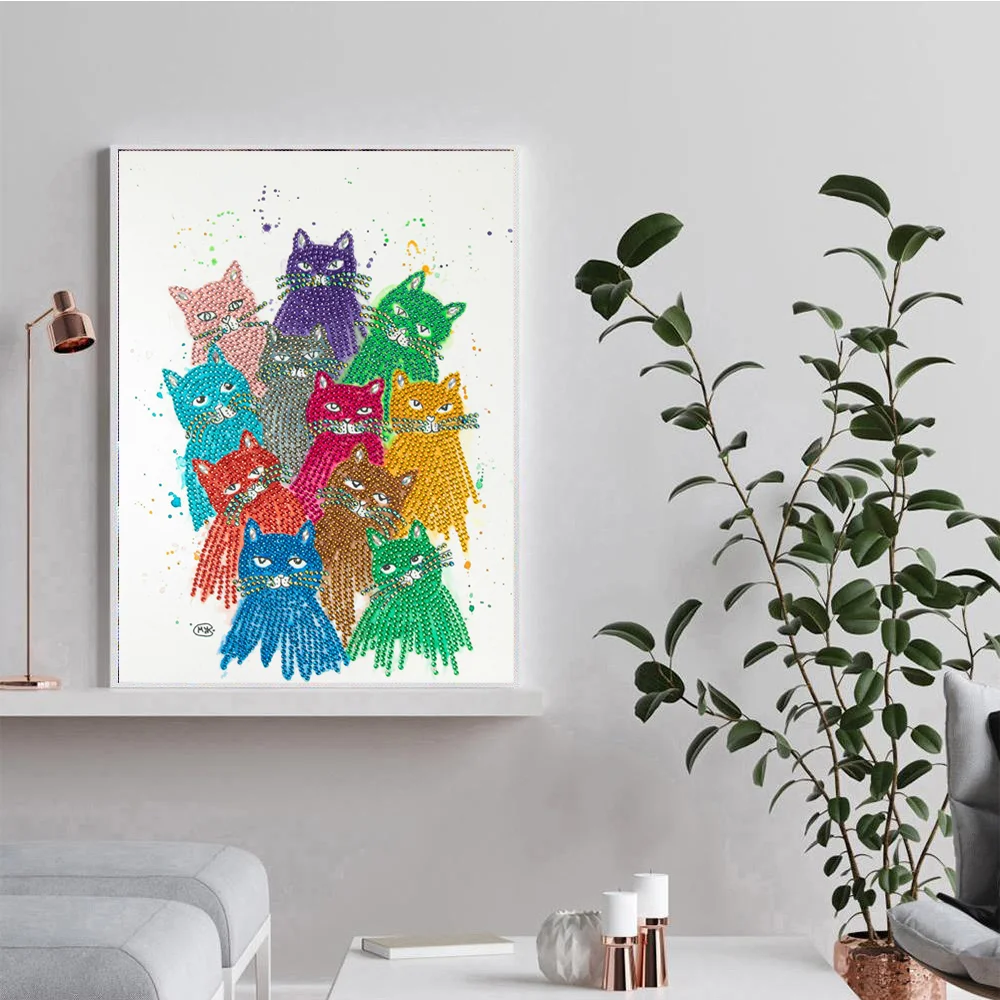5D Animal Diamond Painting Cute Cat Pattern Mosaic Special Shape Drill Embroidery Fish Peacock Picture Home DIY | Дом и сад