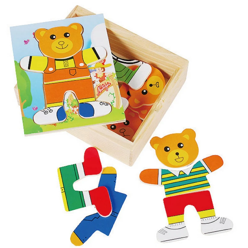 1 комплект развивающие игрушки деревянная одежда Винни один медведь коробка для
