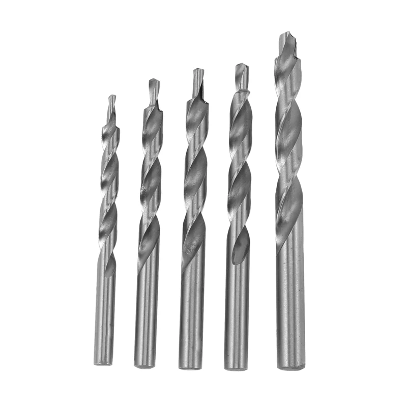 

5Pcs Woodworking Drill Bit Replacement HSS Twist Step Drill Bit Tool for Manual-Pocket Hole System 4-8/5-9/5-10/6-10/8-12mm