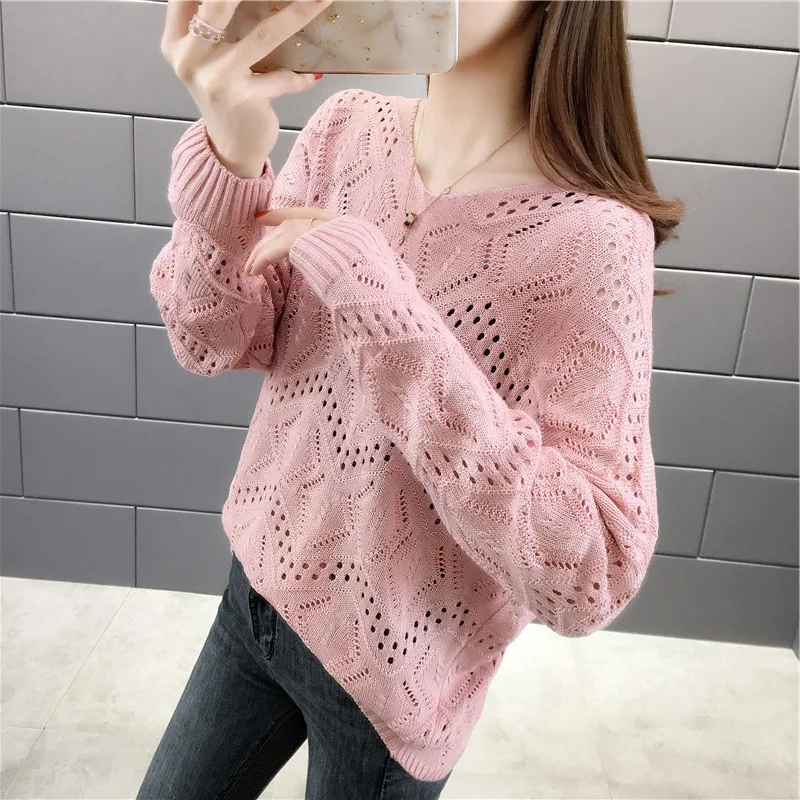 

Autumn and winter hem high slit round neck long sleeve pullover sweater sweater White