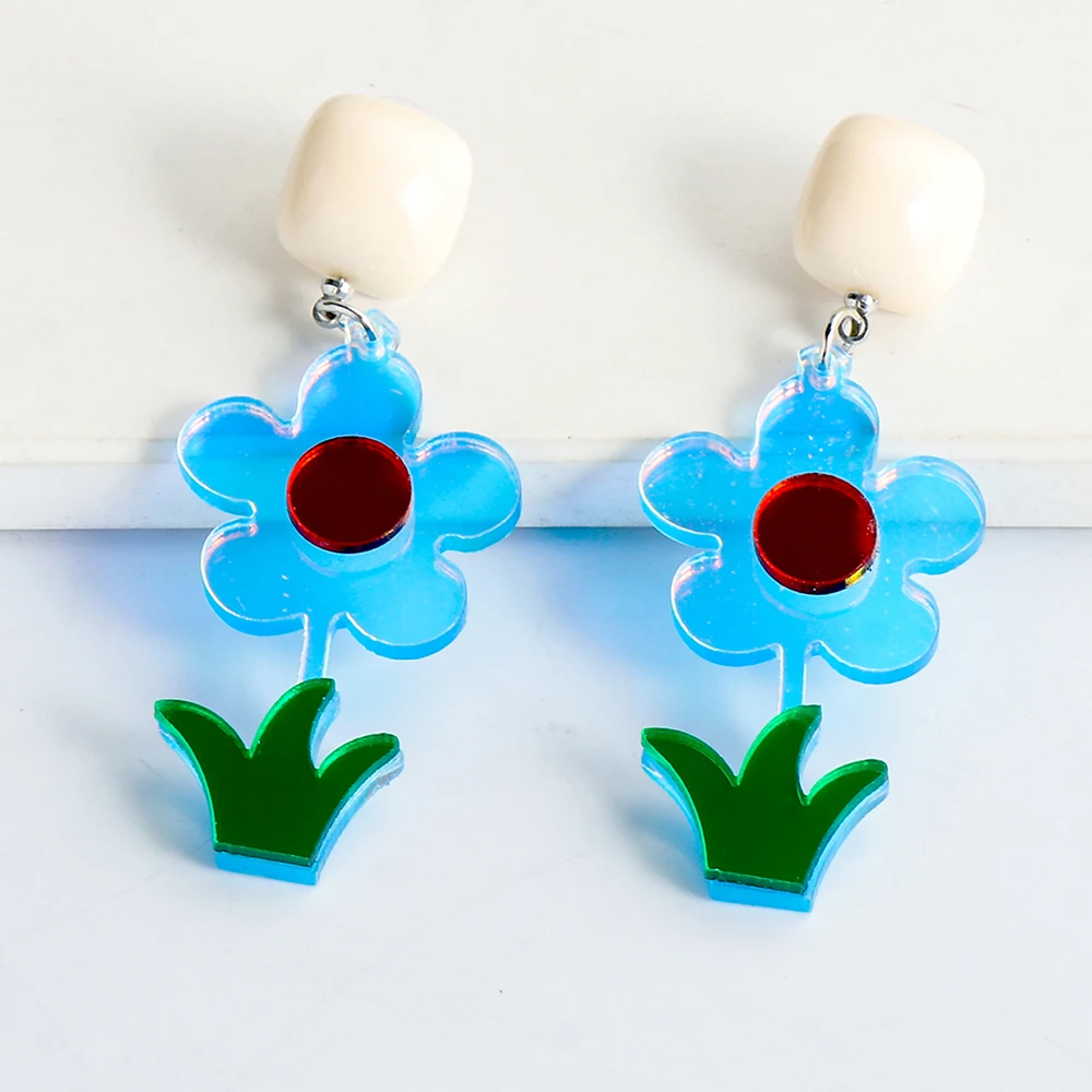 

Young Girl Design Earring Woman Wholesale AAA Acrylic Teen Girl Flower Earrings For Women 2021 Statement Hanging Ear Ring