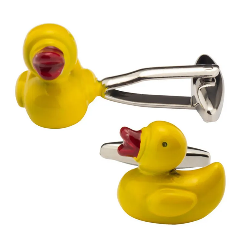 Милая желтая утка дизайн серебряный цвет запонки модные подарки