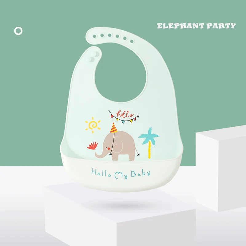 

Baby Bibs Fashionable Silicone Cartoon Print Lightweight Soft Adjustable Infant Bandana Bibs Newborn Baby Feeding Tableware