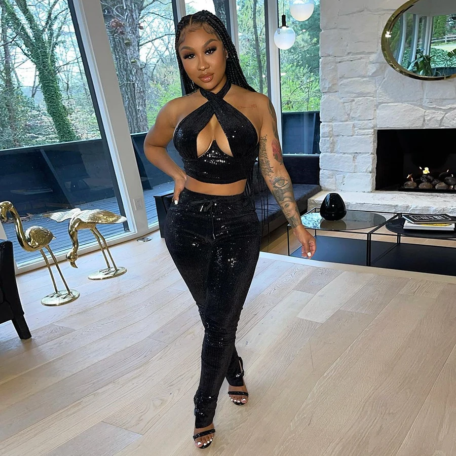 

Женский тренировочный костюм FiiShiMi Power1, укороченный топ с открытой спиной, эластичные леггинсы, повседневный комплект из двух предметов