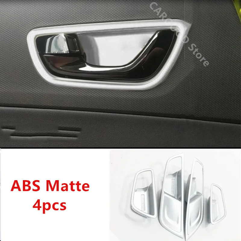 

ABS Matte/Carbon Fibre For Hyundai Kona Encino 2017 2018 Car Sticker inner Door Bowl protector Frame Cover Trim Car Styling 4pcs