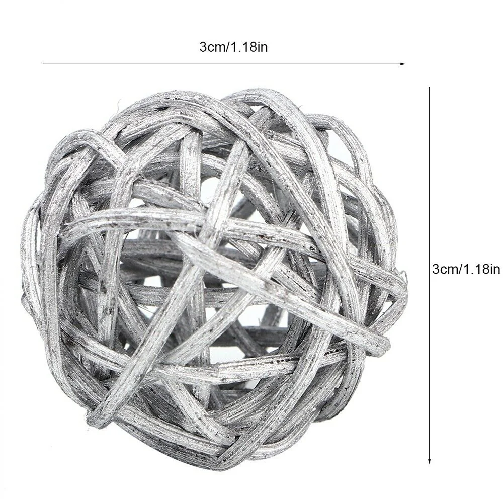 

50pcs/pack 3cm Round Sepak Takraw Colorful Chrismas Wedding Party Rattan Ball Birthday Home Decoration DIY Rattan Ornament