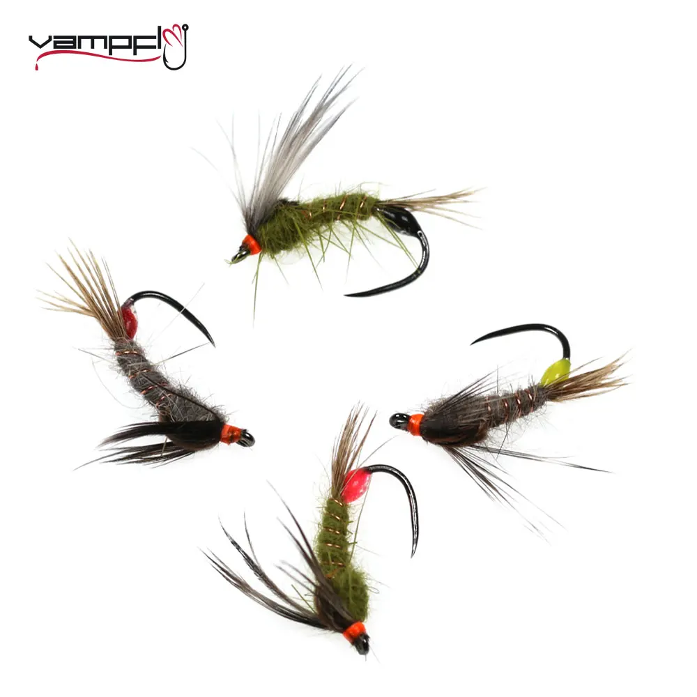 

Vampfly #12 6PCS Hare's Ear Nymph Fly Copper Rib Epoxy Butt Wet Fly Barbless Hook For Trout Grayling Brook Fishing Lure Baits