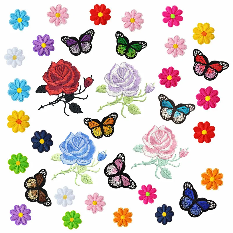 

16/36pcs Flower Butterfly Iron On Embroidery Patch Sew On Applique Patches For Clothing Decorative Patches For Clothes Hat Jeans