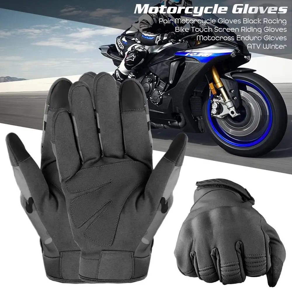 

Мотоциклетные Перчатки 1 пара, черные гоночные митенки для езды на велосипеде, с сенсорным экраном, для мотокросса, эндуро, для квадроциклов,...