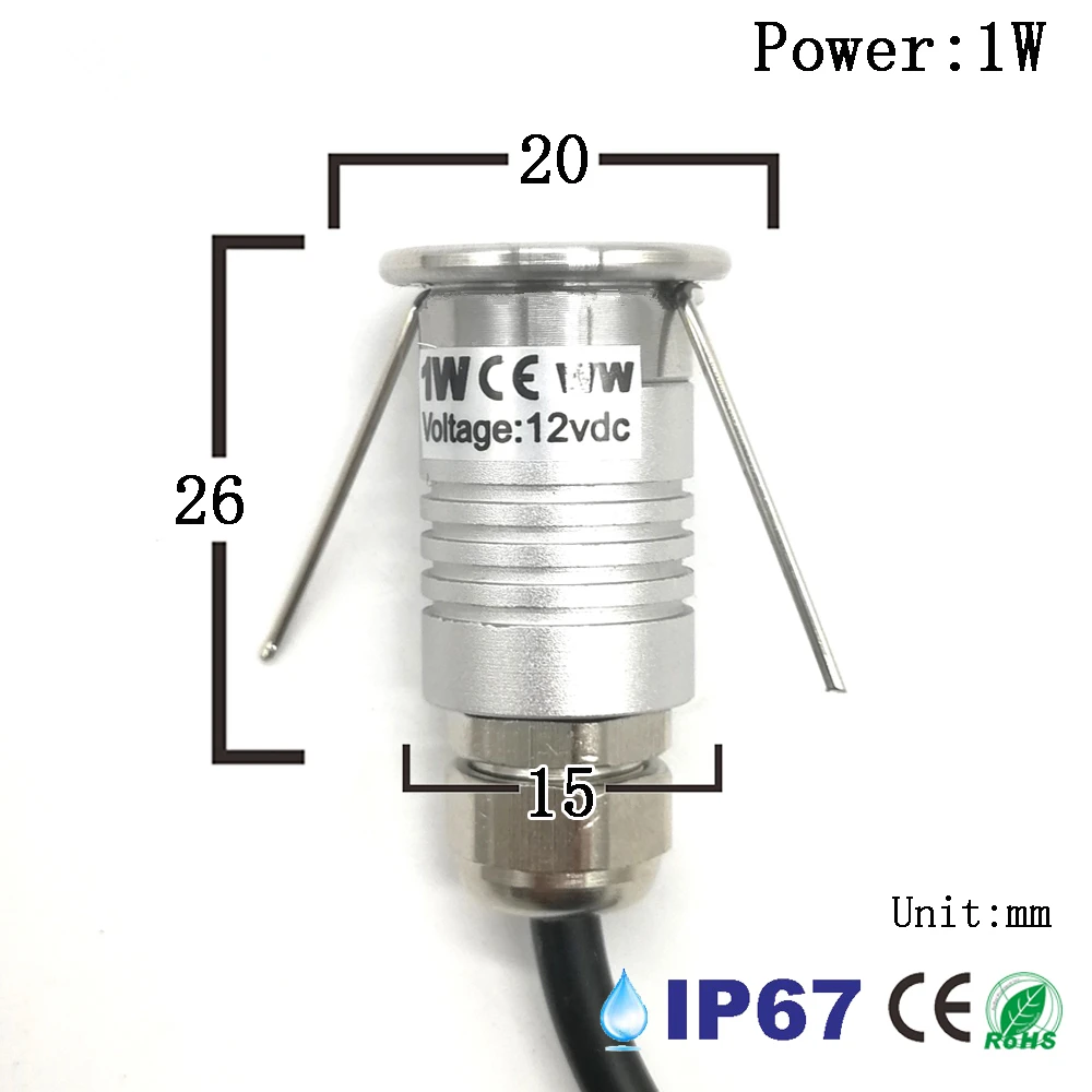 Подземный светильник 1 Вт мини-подземный DC12V водонепроницаемый IP67 лестничная