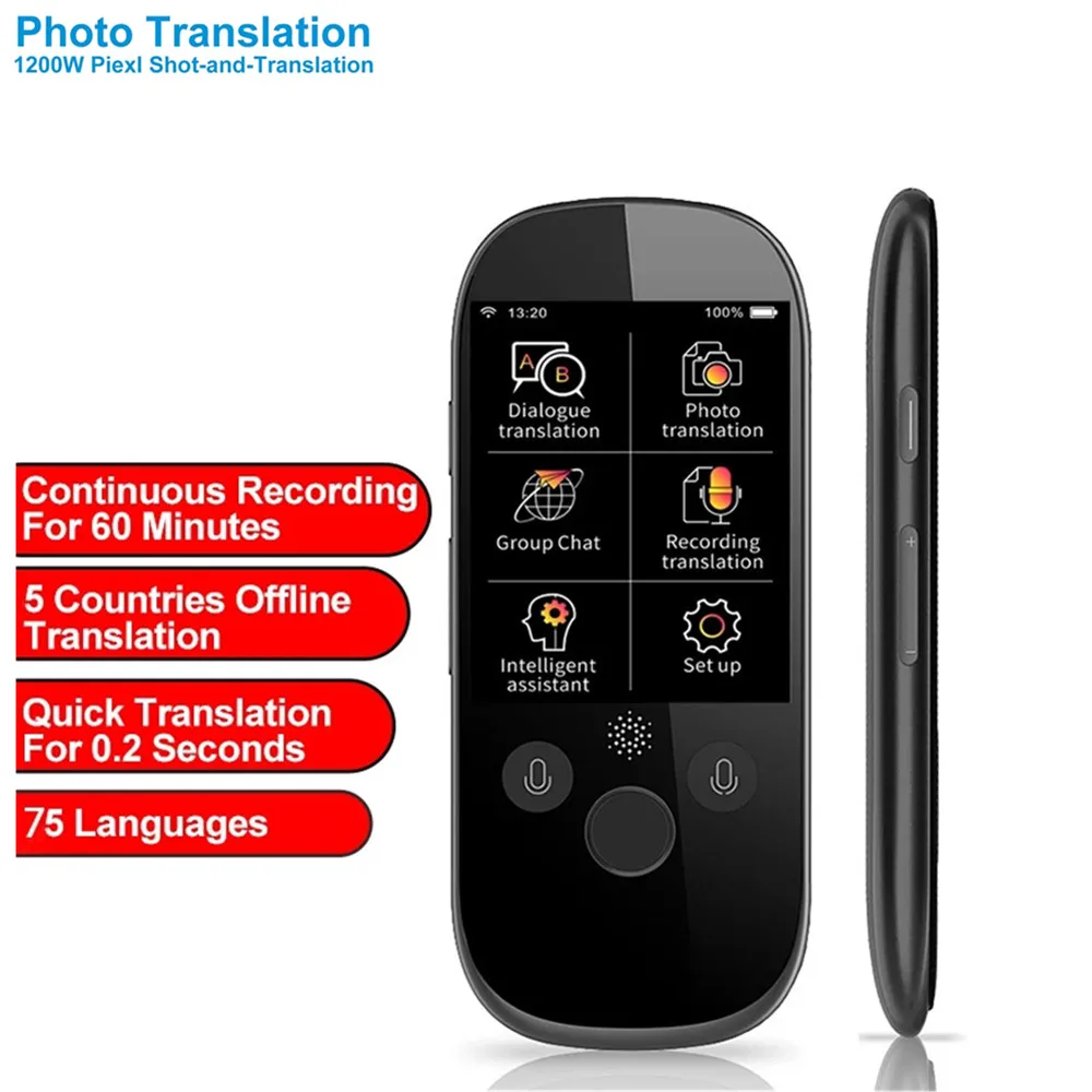

K1 Pro 2.4 Inch Smart Language Translator 77 Languages Wifi Instant Audio Voice Translating Device For Business Travel Study