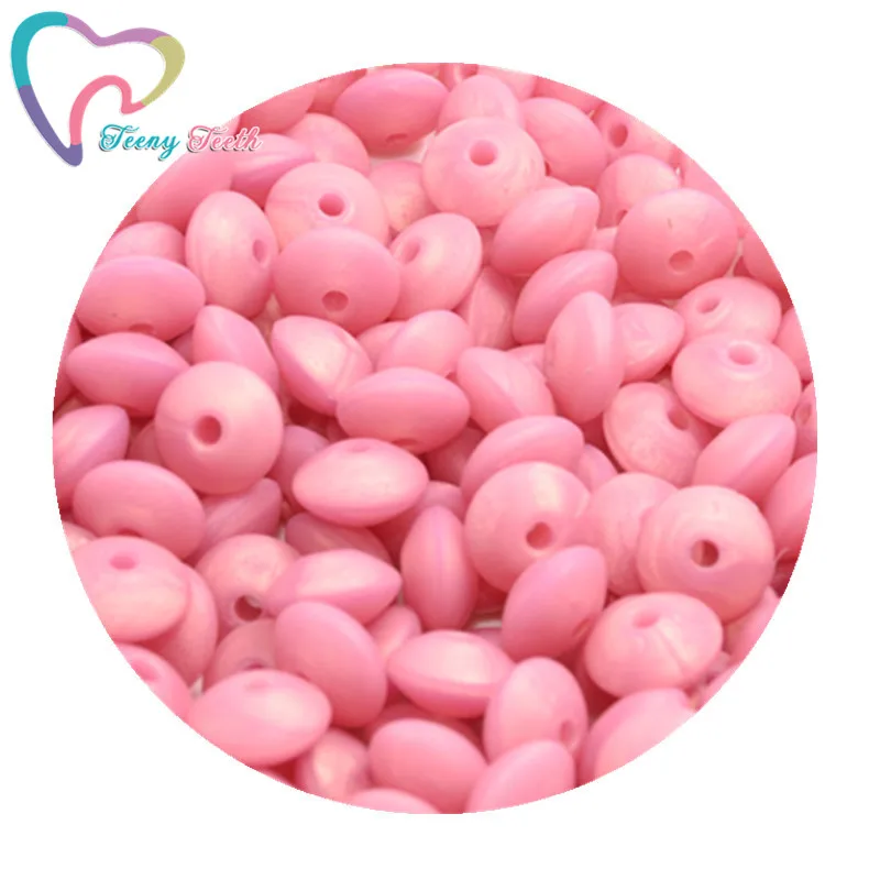 Metallic Rose Red Teeny Teeth 20 шт. Силиконовые Прорезыватели для зубов Abacus бусины в форме чечевицы DIY цепочка для прорезывания зубов красочные чечевицы Силиконовые Прорезыватели блюдца свободные бусины - Цвет: Metallic Rose Red