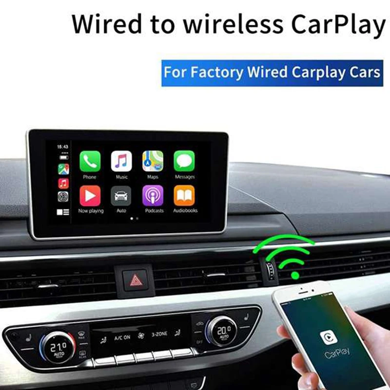 

Универсальный беспроводной адаптер Carplay, адаптер модуля Carplay для смартфона Type-C для Ios 10,0 +, черного цвета Plug & Play