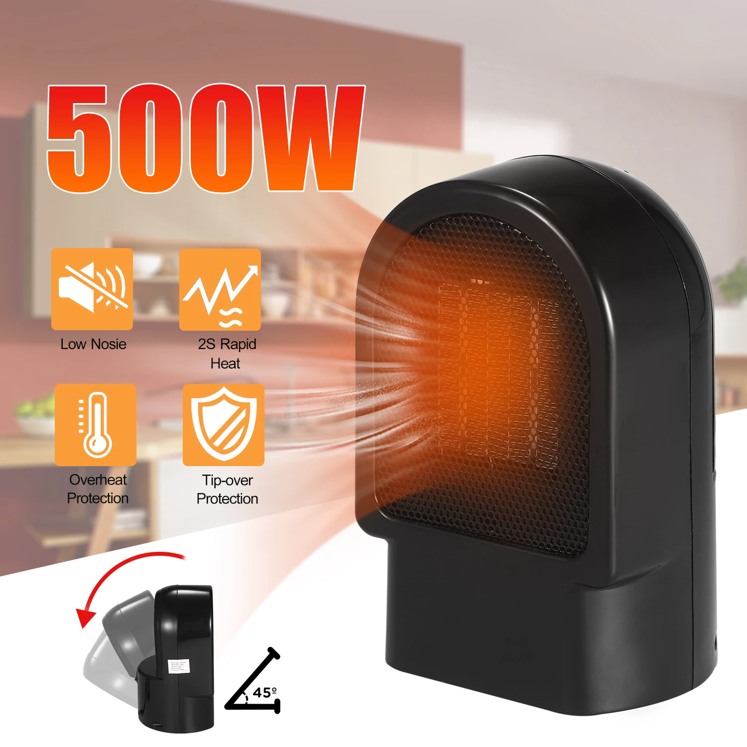 Керамический портативный нагреватель помещений 500 Вт Электрический мини