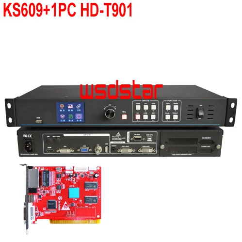 KS609 + 1 шт. HD T901 светодиодный видеопроцессор USB/DVI/VGA/CVBS/HDMI совместимая работа R508 R512