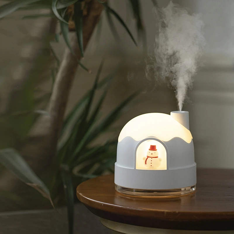 

Snow House Portable Wireless Air Humidifier USB Ultrasonic Mist Aroma Diffuser Fogger with Warm Light Rechargeable Humidificador