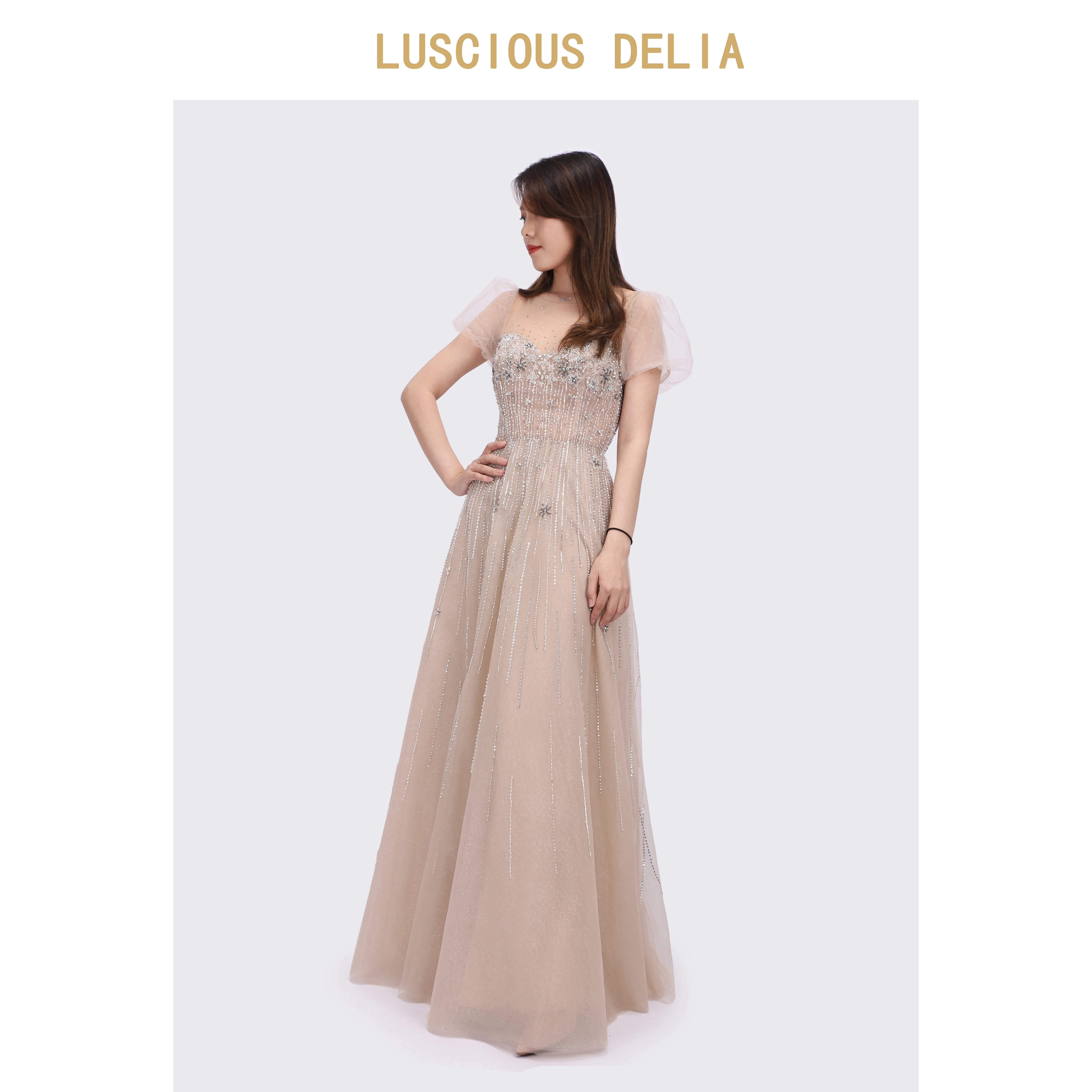 

Beading Prom Dresses 2021 New style Luxurious A-line Evening dress Backless