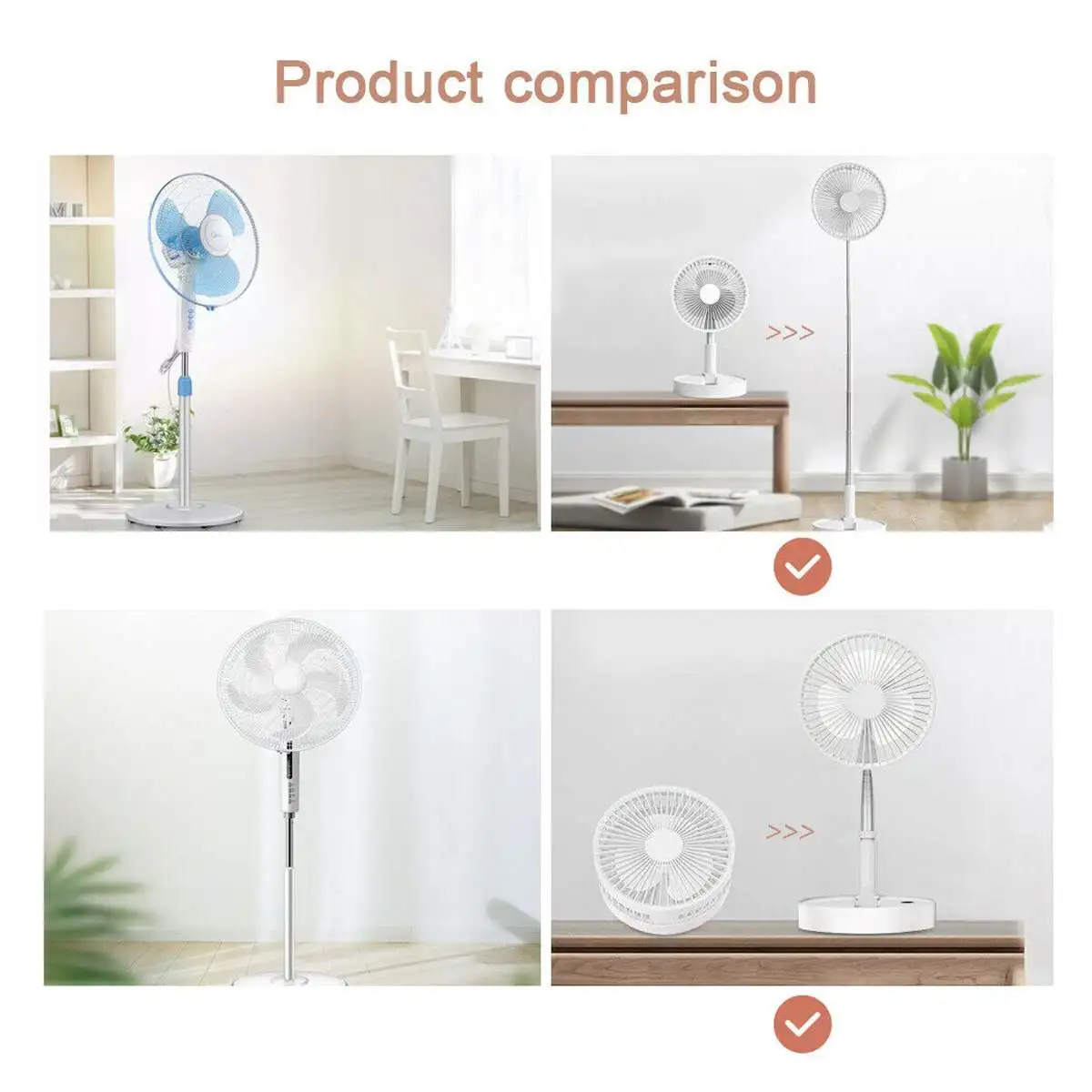 

Outdoor 4 Modes Portable Folding Stand Fan USB Rechargeable Table Fan Air Cooler Landing Fan Personal Air Cooler For Home Travel