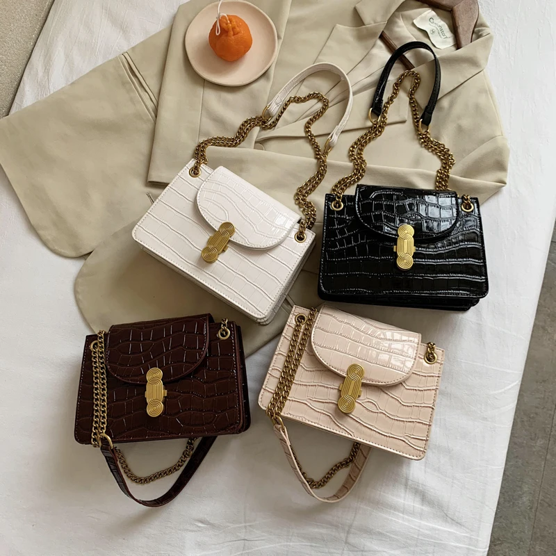 

Fashion PU Leather Messenger Bag Luxury Shoulder Bag Casual Bag Mobile Phone Bag 2020 New Series Chain Leisure Bag