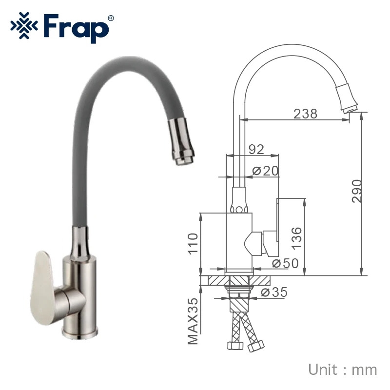FRAP нержавеющий смеситель для кухни F4448|Смесители кухни| |