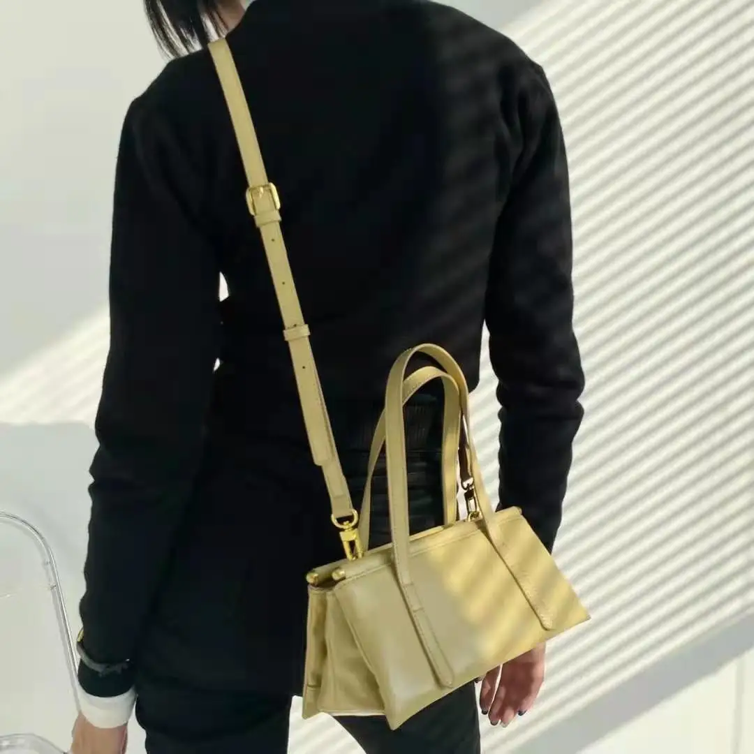 

cow leather totes bags small shoulder bags chain real leather messenger bag with 2 Shoulder strap