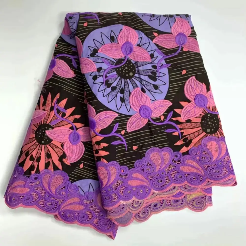 

Африканская хлопчатобумажная вощеная ткань s 6 ярдов Высококачественная вышитая нигерийская французская кружевная ткань с принтом вощеная...