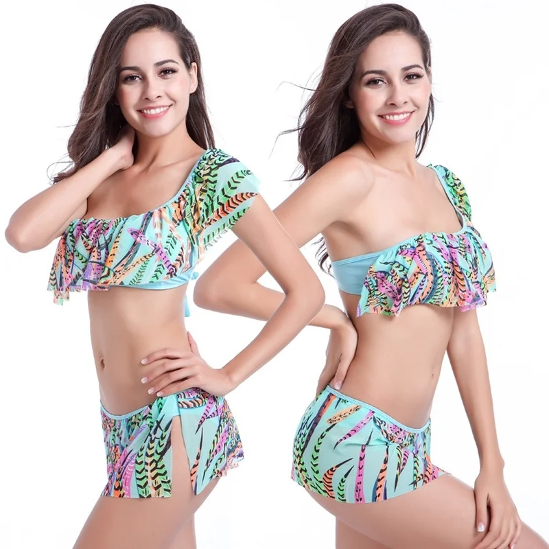 

Swimsuit Women's Ruffle Skirt Bikini Korean Girl Swimwear European American Sexy Bikini Beachwear Dropship