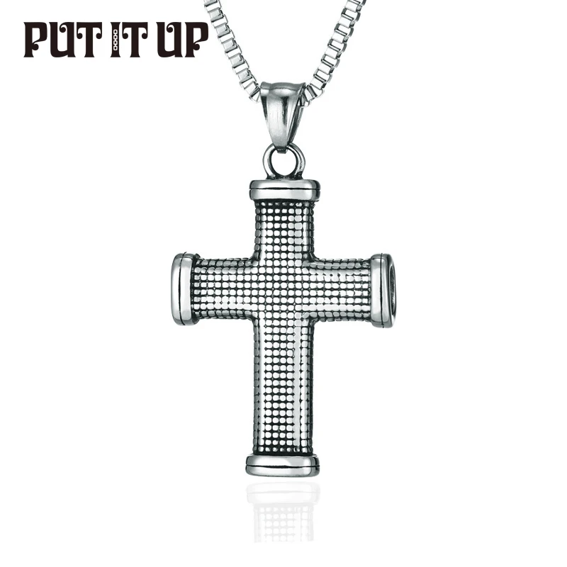 Винтажный крест кулон ожерелье ювелирные изделия нержавеющей стали Сплошной