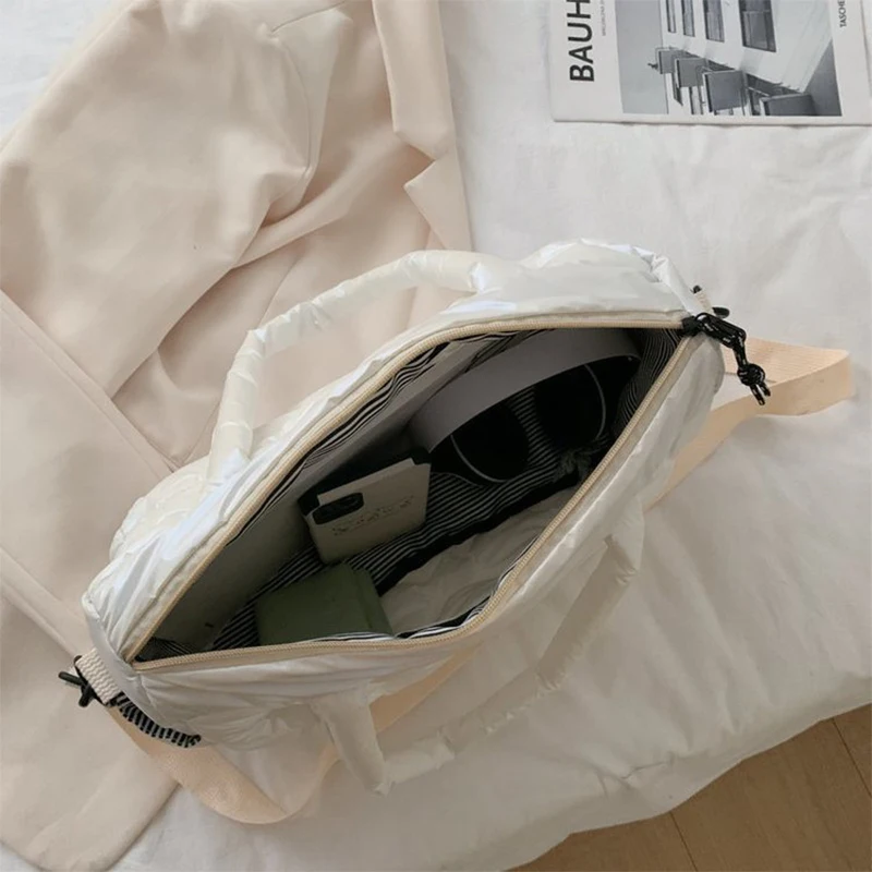 

Big Casual Ruched Handbag for Women Ladies Space Cotton Thread Crossbody Bag Large Soft Shoulder Bags Female Solid Color Purse