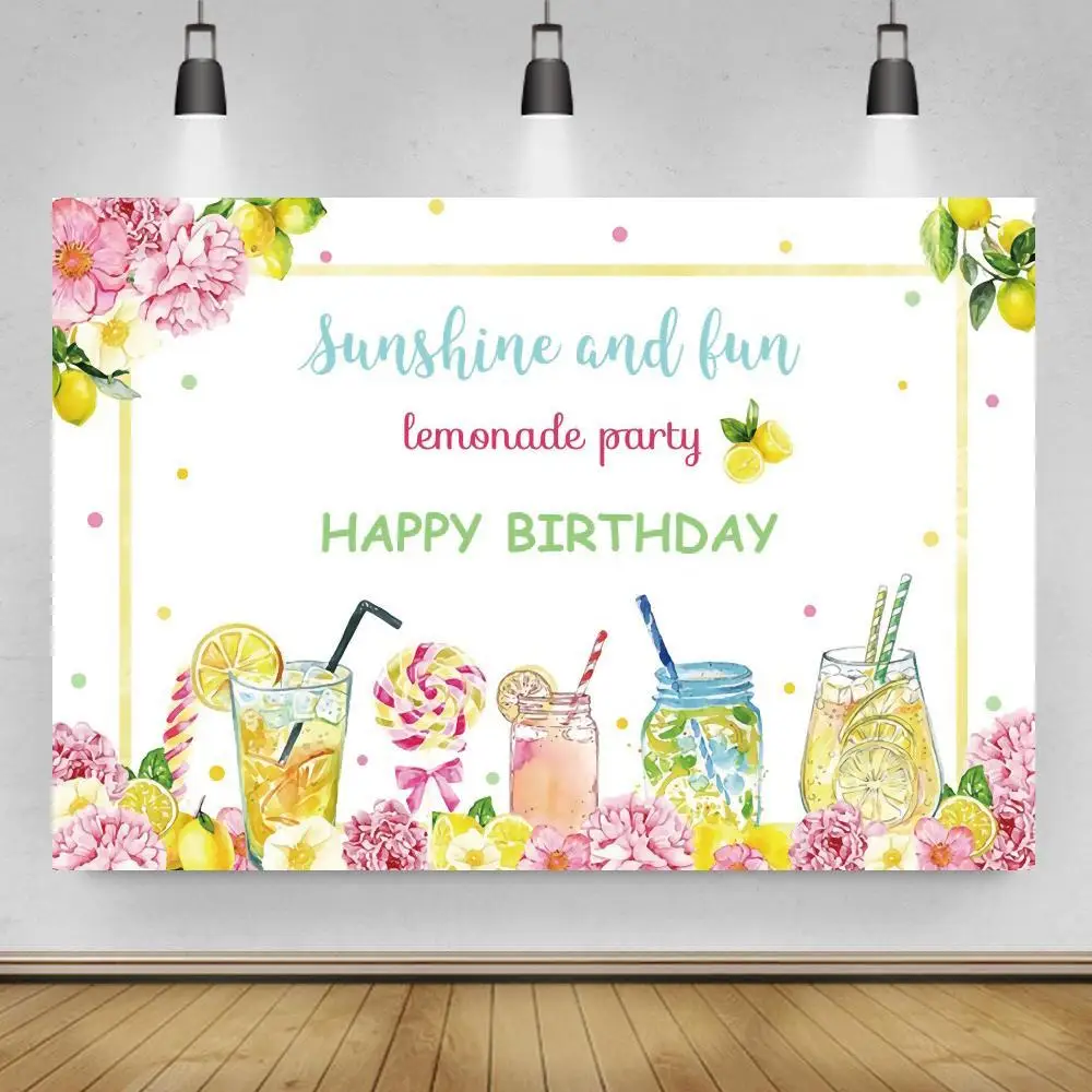 

Lemonade Drink Party Photography Backdrops Women Birthday Spring Summer Fruit Juice Kids Family Celebration Photo Backgrounds